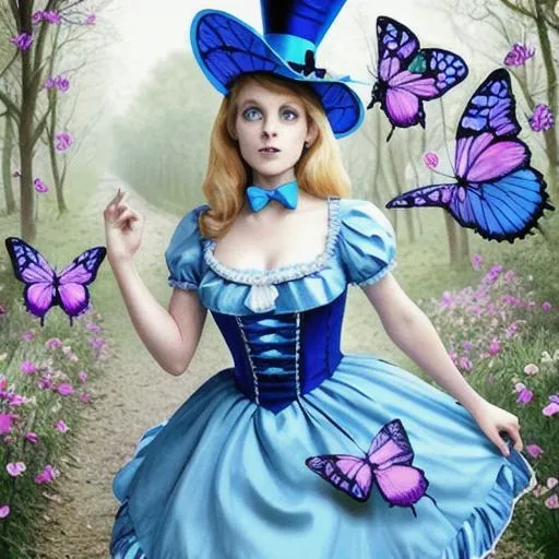 Alice in wonderland. Butterflies. Mad hatter. Beauti... | OpenArt