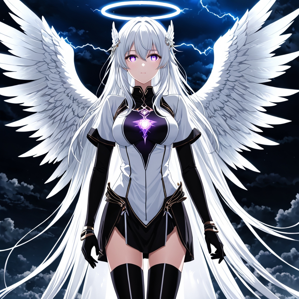 1girl, an anime girl with long white hair, anime art...