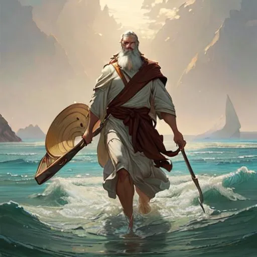 Prompt: Moses crossing a sea, highly detailed, digital painting, artstation, concept art, sharp focus, illustration, art by artgerm and greg rutkowski and alphonse mucha