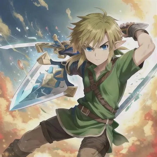 Prompt: Link with sword and shield