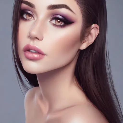 Prompt: Beautiful brunette woman with makeup portrait 