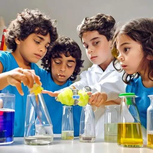 Prompt: kids doing science experiment