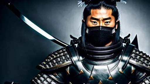 Prompt: Intricately detailed Samurai in Dark grey and Black Colored Samurai Armor, Wearing a Oni Mask on his face, Ronin, Photorealistic, Film Quality, Filmic, Hyperrealistic, Hyperdetailed, Japanese Aesthetic, Beautiful Sword Detail, Striking eyes, Inspired by a young Hiroyuki Sanada, dynamic lighting, Striking, Action pose, Movie Quality