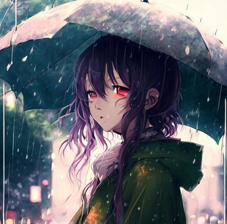 Sad Anime Girl In The Rain