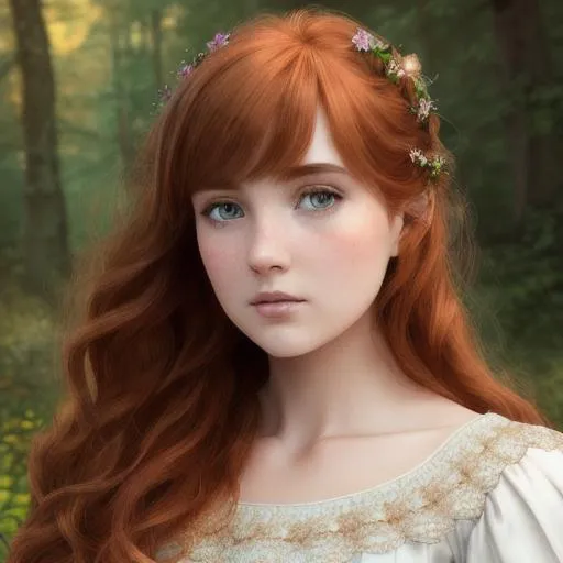 Prompt: portrait of a {fairy}, smooth soft skin, ginger hair, beautiful intricate brown hair, detailed clear eyes, soft lighting, detailed face, concept art, digital painting, looking into the camera, wearing princess dress, bangs, plus sized, realistic face shape, and eyes, shoulder fairy wings, PLUS SIZED