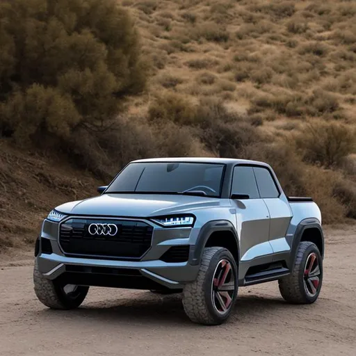 Prompt: electric Audi pickup truck, serious 4x4 