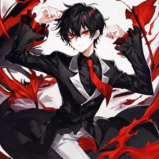 Prompt: Damien  (male, short black hair, red eyes)