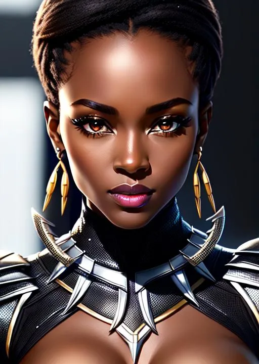 Prompt: master shot, black panther, glamour, 
wonderful face, very detailed face, extremely detailed face, highly detailed face,
perfect brown face, perfect big brown eyes, perfect teeth, perfect body, perfect thick anatomy, beautiful curvy body, trending on instagram, trending on tiktok, trending on artstation, trending on cgsociety, 
photorealistic, masterpiece, cinematic, 16k artistic photography, epic, drama, 
romance, glamour, beauty, 
cinematic lighting, dramatic lighting, insanely detailed, soft natural volumetric cinematic lighting, award-winning photography, rendering, hd, high definition, 
highly detailed
