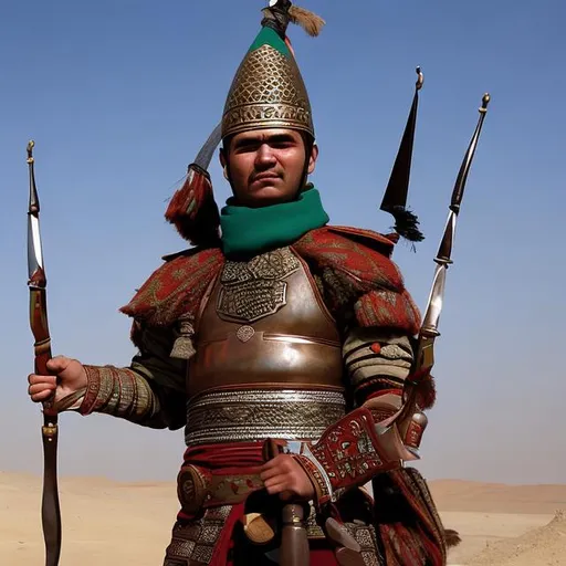 Prompt: Turkmen warrior in ashkabat 