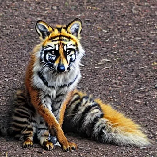 Prompt: tiger racoon fox