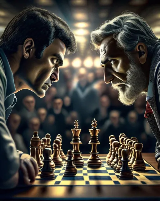 Two chess masters face off in an international tourn