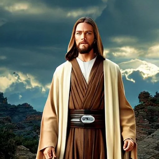 Prompt: Obiwan Kenobi as Jesus Christ