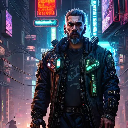 Prompt: Cyberpunk Shadowrun male dwarf in a perfectly tailored suit and black hair, portrait, neon lighting, digital art, highly detailed, professional, 4K, UHD, HDR, perfect composition, hyperrealistic, super detailed, 8k, high quality, trending art, trending on artstation, sharp focus, studio photo, intricate details