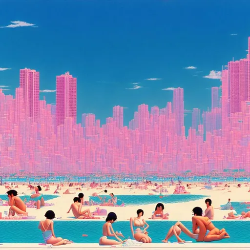 Hiroshi Nagai Art S City Pop People Sunbathing A Openart