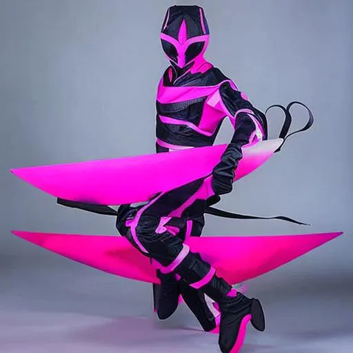 Prompt: Masashi Kishimoto, Mikio Ikemoto art style Pink energy and lighting ninja art style with mask static pink form ninja by Masashi Kishimoto, Mikio Ikemoto