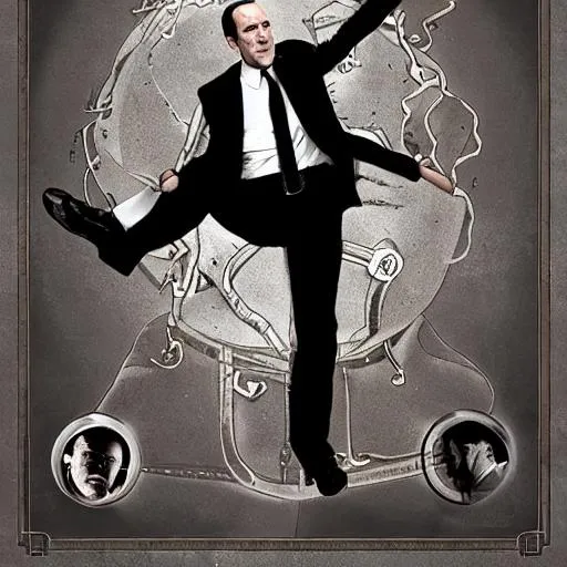 Prompt: Phil Coulson saves the world from itself in the style of dali
