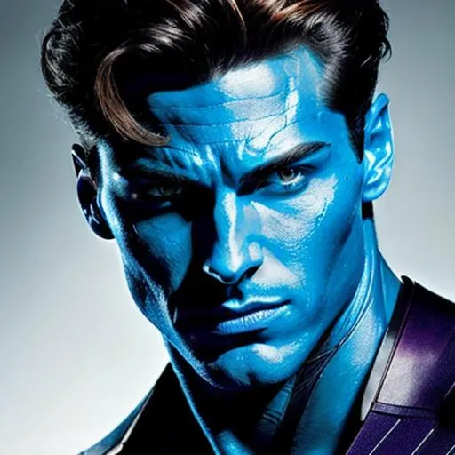 Prompt: {{{Male Mystique}}} from X-Men, Photorealistic, Masterpiece, Vivid Colors, Deep Colors, Highly detailed Face, Highly Detailed Hands, Intricate Detail, Striking Eyes, WLOP, Dynamic Lighting, Highly Detailed, Splash Art, Comic Art, Film Quality, 64K Resolution, Marvel Comics, Maximalist.