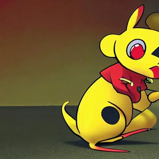 Prompt: Yellow mouse Pokémon with a lighting bolt tale and red cheeks