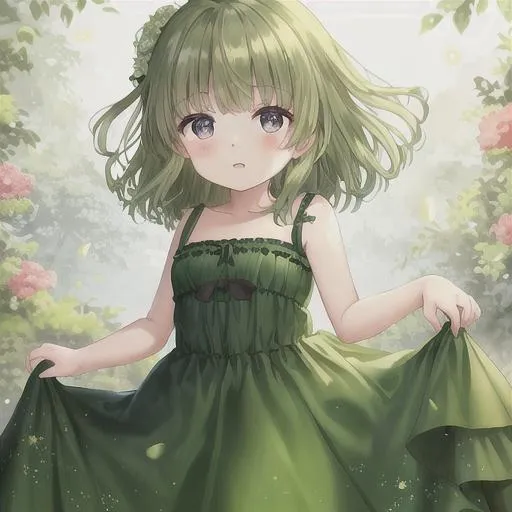 Prompt: baby in a beautiful green elegant dress 