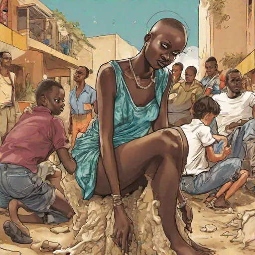 Prompt: Shameless women pooping  Front of adut boys and public. Adult art for color wallpaper 