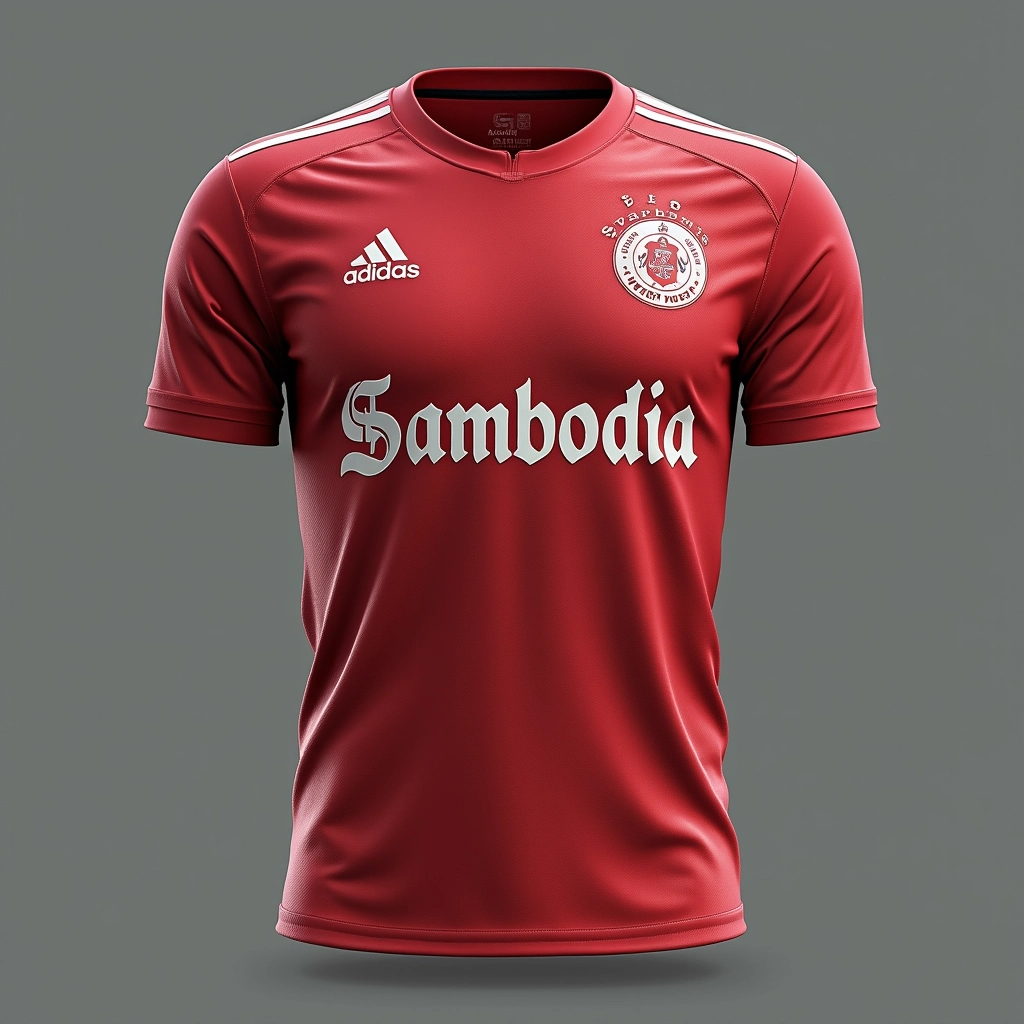 A football jersey that has a badge with the name Sam...