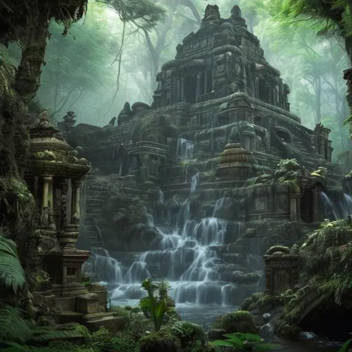 Prompt: The lost city in the forest