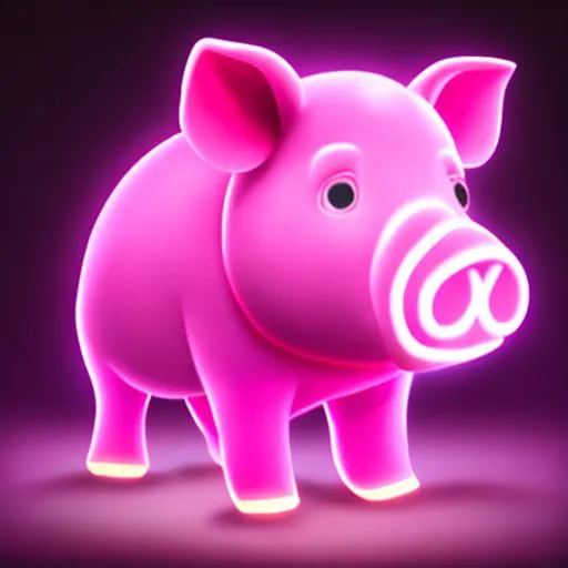 Prompt: pink pig, no background, hyper realistic, ultra details, neon light