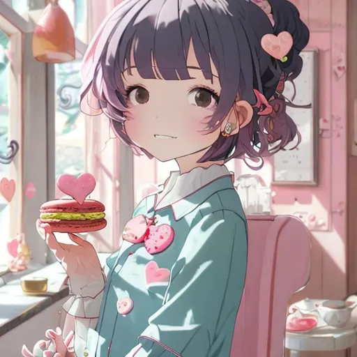 Prompt: detailed_background,indoors,(limited_palette:1.3),heart_hair_ornament,haruki_(colorful_macaron),expressionless,blush,blouse,collarbone,1girl,shirt,blue_shirt,pink_eyes,black_hairband,upper_body,short_hair,komeiji_satori,:/,touhou,red_rose,pink_skirt,petals,flower,closed_mouth,rose,ribbon_trim,frills,buttons,looking_at_viewer,hand_on_own_face,frilled_shirt_collar,hair_ornament,hairband,third_eye,hand_on_own_cheek,rose_petals,hand_up,solo,heart,pink_hair,skirt,dutch_angle,lying,heart_button,lips,red_flower,on_back