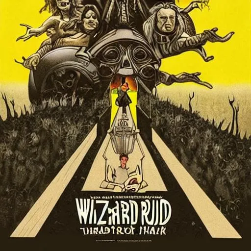 Prompt: wizard of oz wheelers mad max fury road Zardoz thunderdome dune city of lost children Donnie Darko