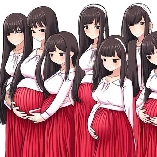 Multiple Anime Girls Are All Pregnant And Wearing Da Openart 2271