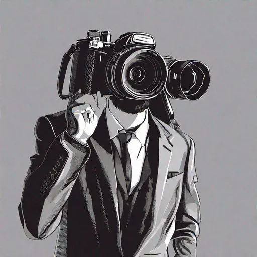 Prompt: guy in a suit with a camera for a head