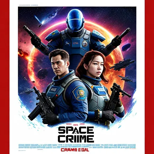 Prompt: movie poster space crime cyborg war