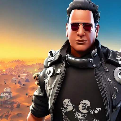 Prompt: cybernetic Andrew Dice Clay in Fortnite  high-resolution 4k, cinematic effects, cover