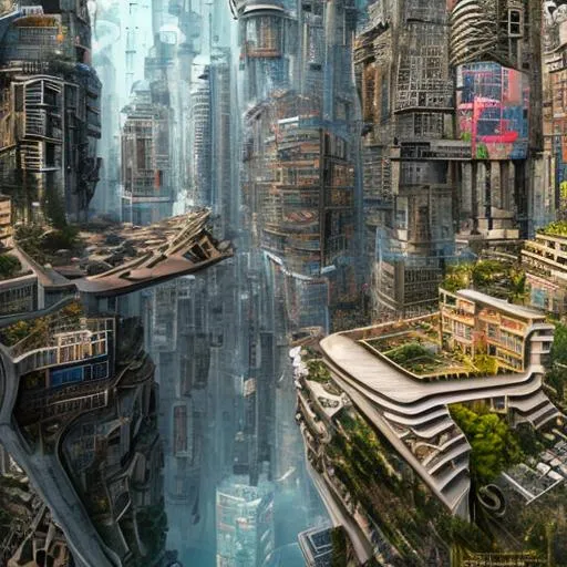 a city made of puzzles on an alien world. surreal th...