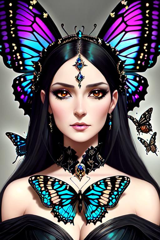 A gothic butterfly beautiful queen. Beautiful face.... | OpenArt