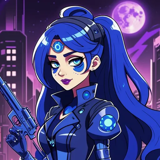 Prompt: Cyberpunk equestria girls princess luna