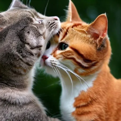 Prompt: A cat kissing
