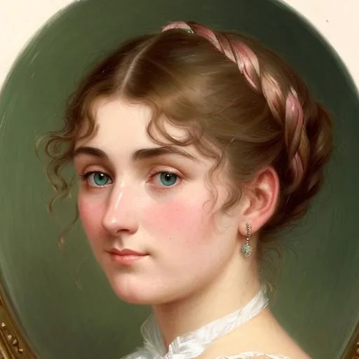 Prompt: head and shoulders portrait of a Victorian woman, emile vernon, 8K resolution, analogous colors, detailed