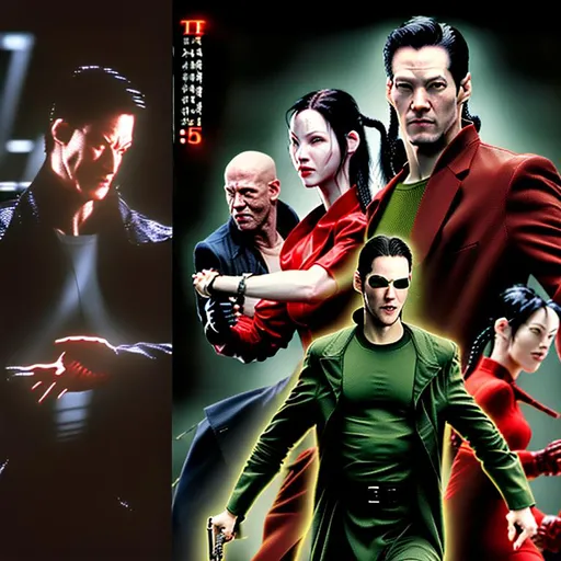 Prompt: photograph of multiple neo from the matrix movie fighting each other at kung fu in a new york subway