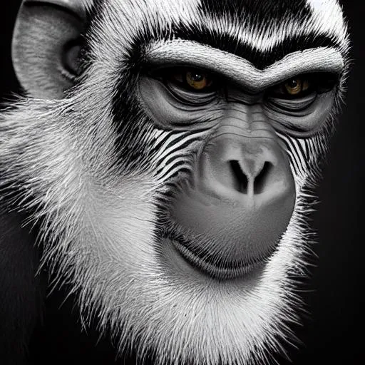 Prompt: A monkey zebra humanoid, ultra realistic