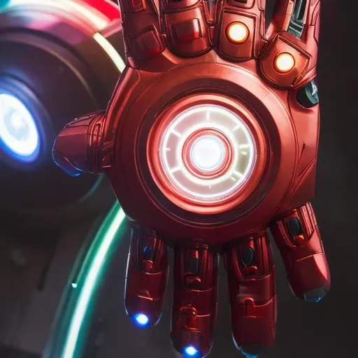 Prompt: Iron man hand with arc reactor 7k, vivid, ultra realistic