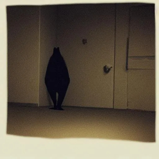 Prompt: liminal spaces, backrooms, with a creature lurking in the dark


