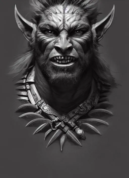 Prompt: Warrior Troll, Portrait, Full Body, Concept Art, Character, d & d, perfect composition, hyperrealistic, super detailed, 8k, high quality, trending art, trending on artstation, sharp focus, intricate details, highly detailed, by Eddie Mendoza