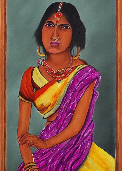 Prompt: Painting of Indian women