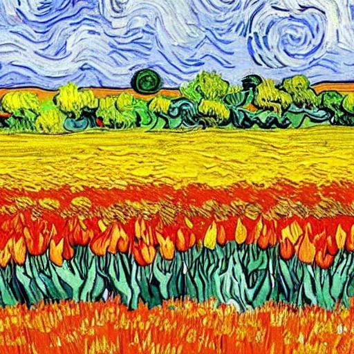 Vibrant Tulips Van Gogh Style Openart