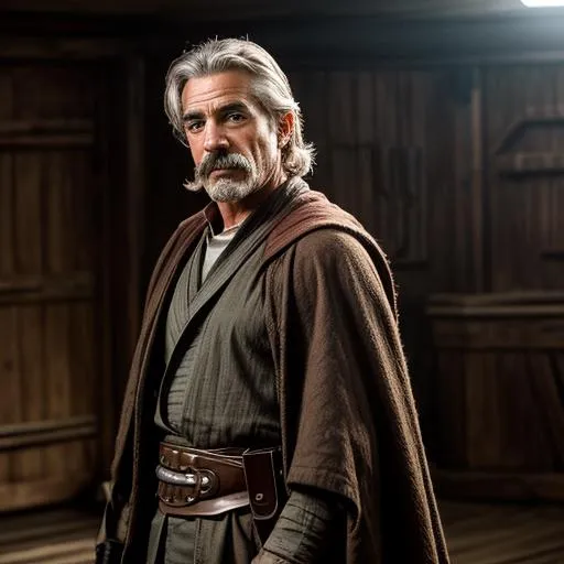Prompt: Create a photograph of Sam Elliot as Jedi Knight, extremely detailed environment, detailed background, intricate, detailed skin, natural colors , professionally color graded, photorealism, 8k, moody lighting