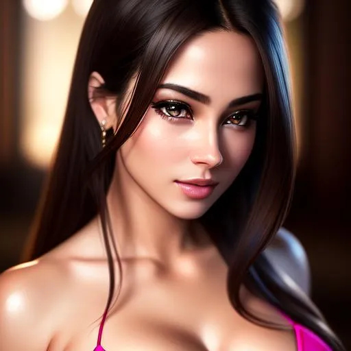 Prompt: {{{{highest quality cinematic masterpiece}}}} best award-winning digital hyperrealistic oil painting with {{lifelike RAW photography textures and details}}, perfect upper body shot of hyperrealistic provocative arousing seductive stunning gorgeous wonderful beautiful cute feminine 22 year {{pink lotus princess}}, {{natural NO makeup}} with hyperrealistic {{pink layered hair}} and hyperrealistic {{beautiful pink eyes}} wearing hyperrealistic {{pink body tight lotus harness}} with deep exposed visible cleavage and tight arousing muscles, infront of zen garden pond in background, in hyperrealistic intricately detailed perfect 128k resolution high-fidelity UHD HDR,
hyperrealistic provocative arousing seductive stunning gorgeous wonderful beautiful cute feminine extremely detailed natural beauty face with romance glamour soft skin and red blush cheeks and cute sadistic smile and {{seductive love gaze at camera}},
hyperrealistic perfect anatomy posing in perfect cinematic colored shaded composition, professional sharp focus RAW photography with cinematic depth of field DOF and hyperrealistic cinematic volumetric dramatic 3d lighting, 
{{sexy}}, {{huge breast}}