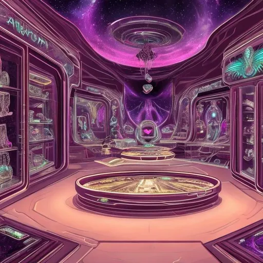 Prompt: alien jewelery store interior, widescreen, infinity vanishing point, surprise me