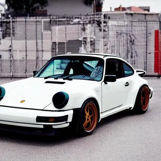 Prompt: anime styled 1989 porsche 911 turbo drifting around a corner like the show "Initial D"