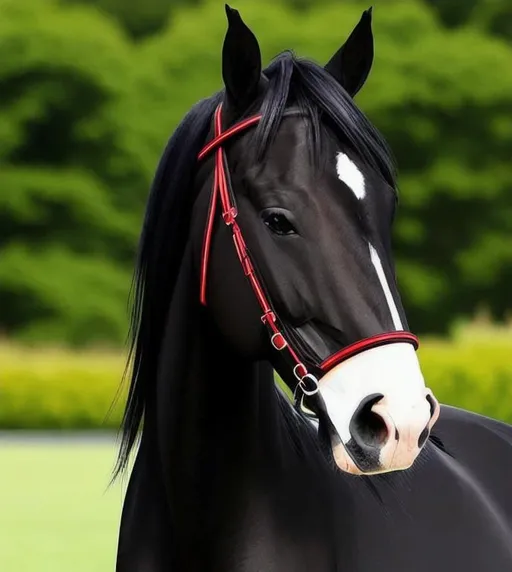 Prompt: a beautiful stuning black horse, good proportion, perfect symetrical